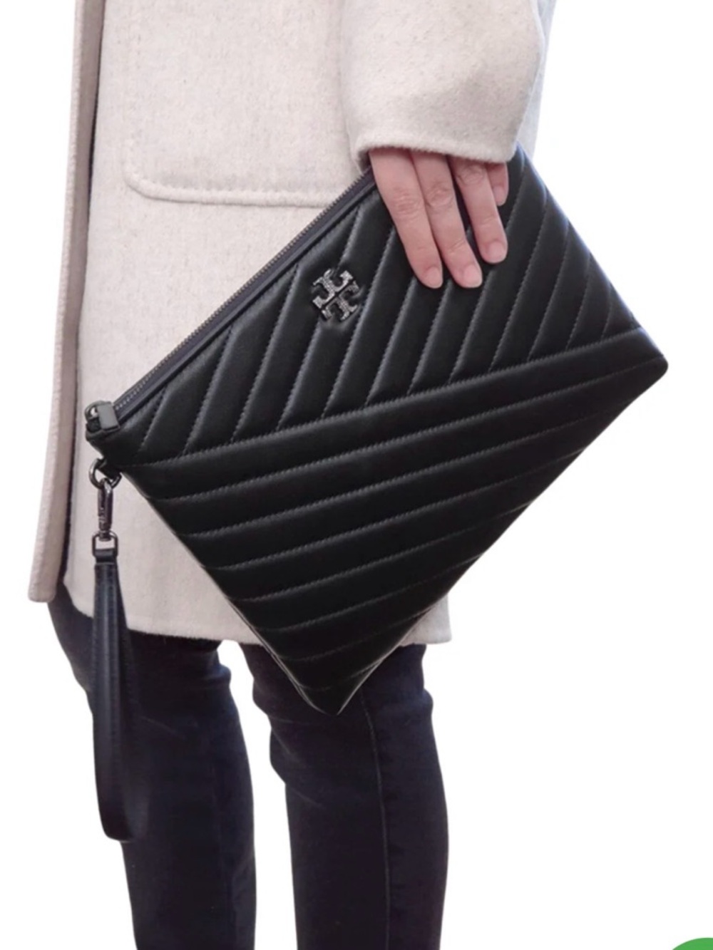 NWT Tory Burch Kira Chevron Pave Logo Pouch